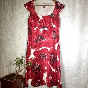 EUC Ann Taylor Silk Poppy Floral Print Dress